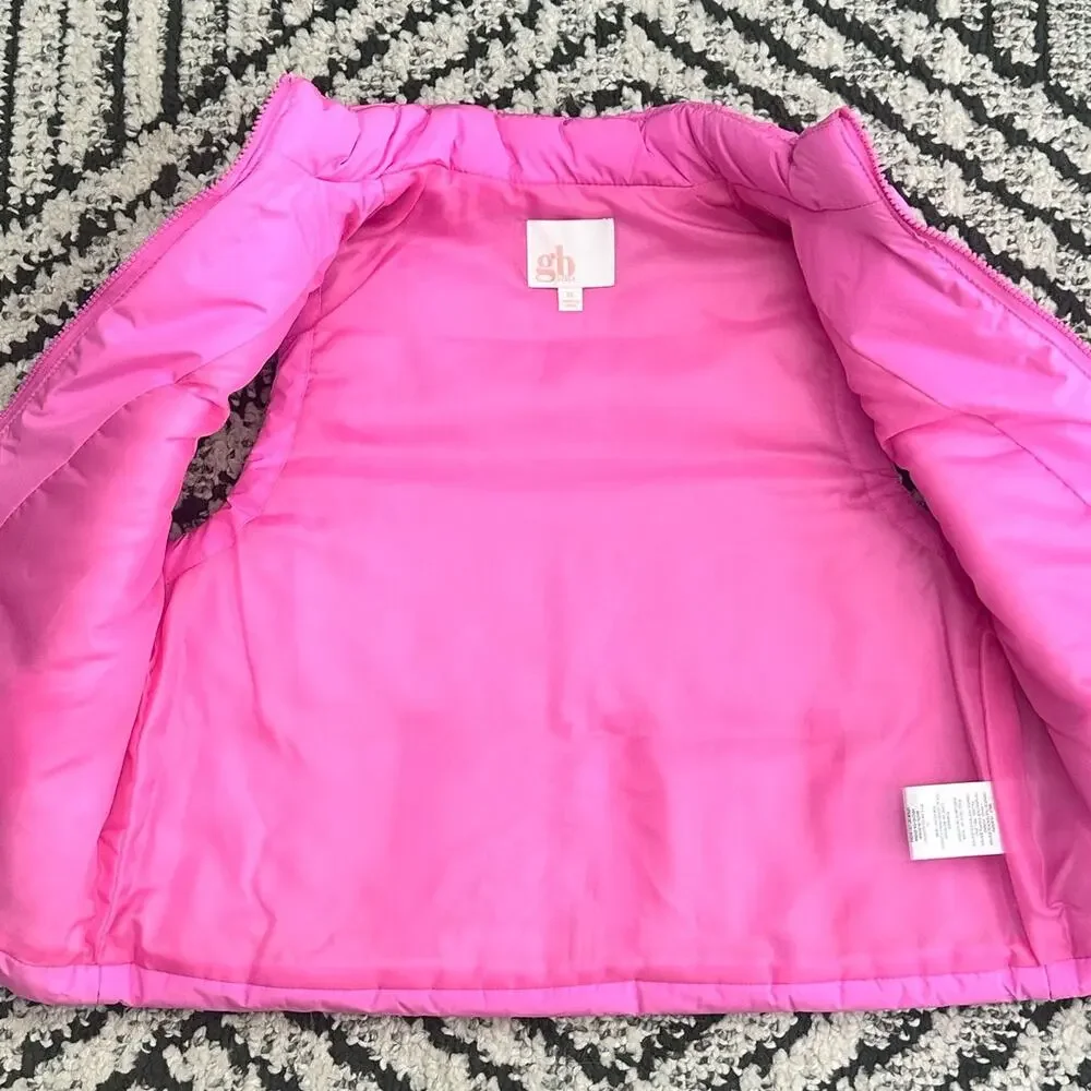 GB GIRLS Pink Cropped Puffer Vest XL NWOT